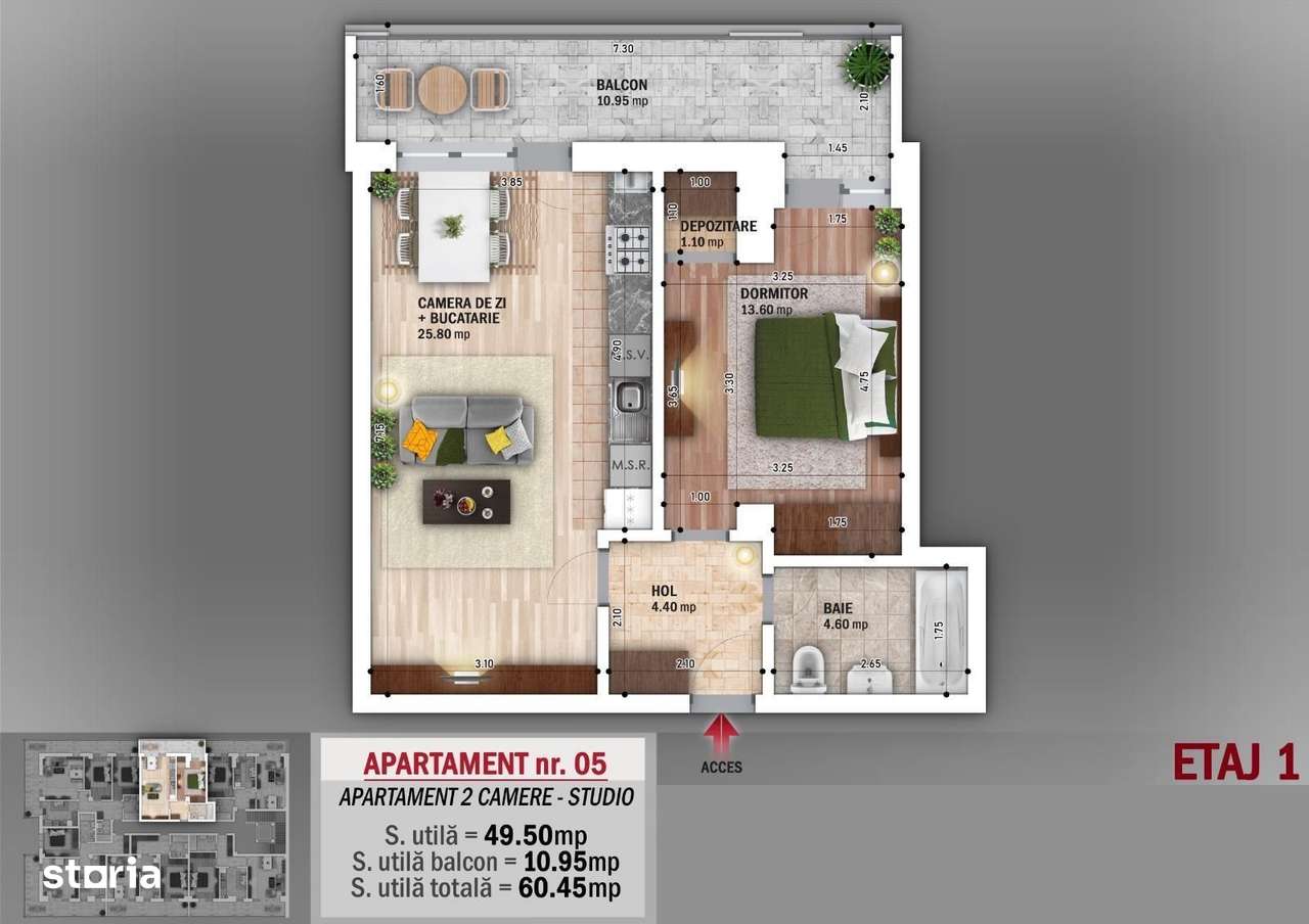 APARTAMENT 2 CAM. TIP STUDIO / NICOLAE GRIGORESCU!