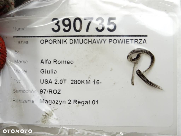 OPORNIK DMUCHAWY POWIETRZA ALFA ROMEO GIULIA (952_) 2015 - 2022 2.0 (952ACA25) 206 kW [280 KM] - 5