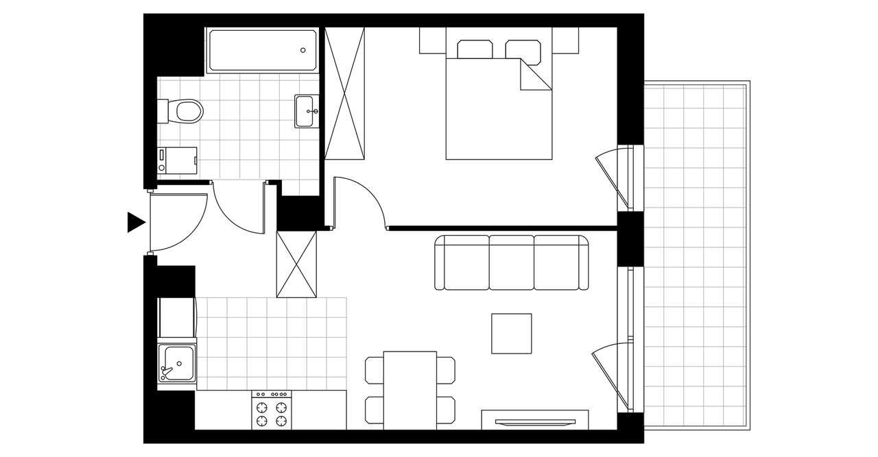 2-pokojowe mieszkanie 39m2 + balkon Bezpośrednio - Pełny obrazek: 3/8