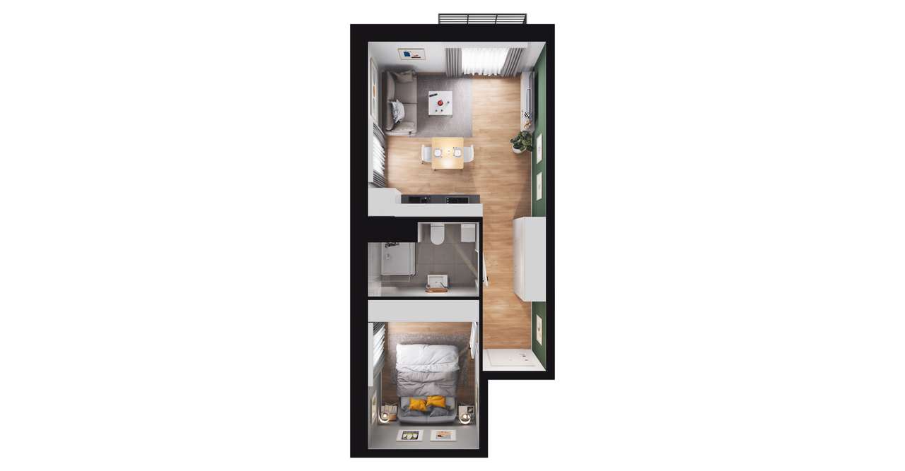 2-pokojowe mieszkanie 37m2 + balkon - Pełny obrazek: 3/9