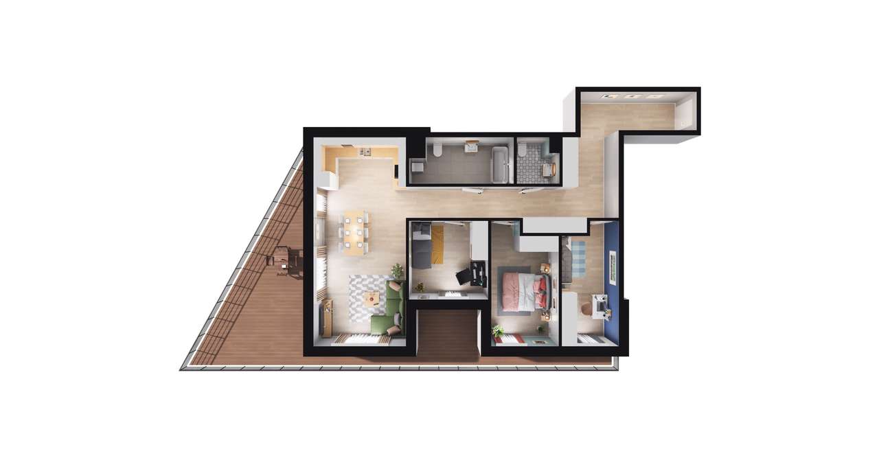 4-pokojowe mieszkanie 98m2 + loggia Bezpośrednio - Pełny obrazek: 2/8