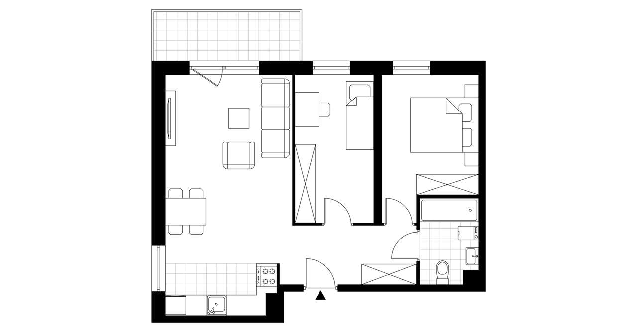 3-pokojowe mieszkanie 55m2 + balkon - Pełny obrazek: 3/8