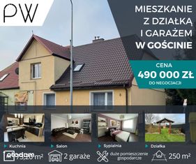 Mieszkanie w domu z działką i garażem w Gościnie