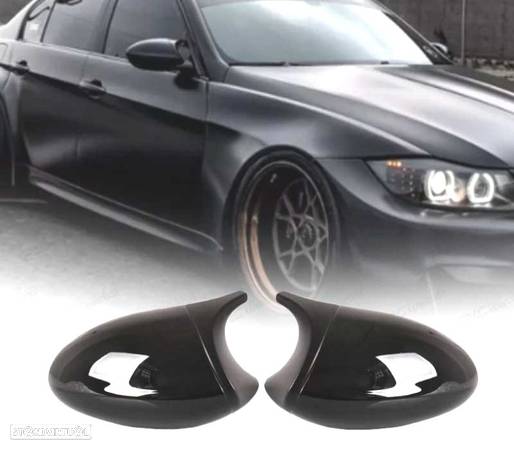 CAPAS ESPELHOS RETROVISORES PARA BMW E81 E82 E87 E88 E90 E91 E92 E93 LOOK M3 PRETO BRILHANTE - 1