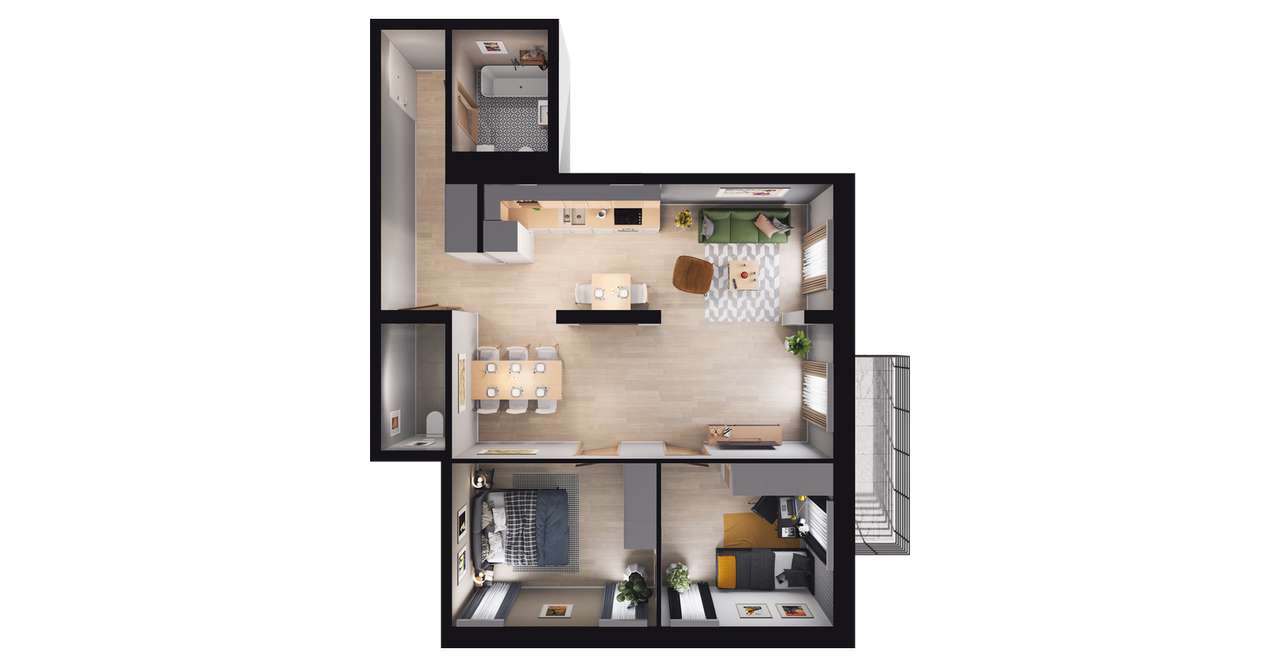 3-pokojowe mieszkanie 74m2 + balkon Bezpośrednio - Pełny obrazek: 5/11