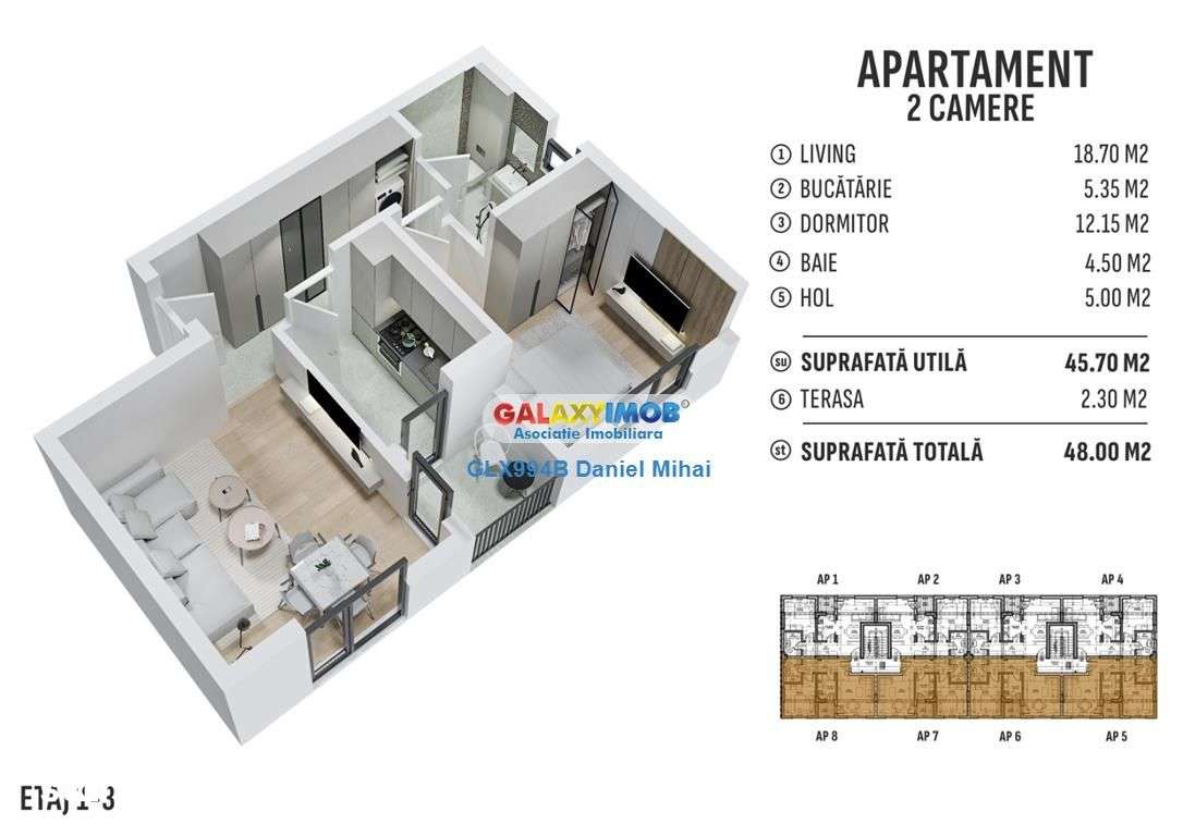 Apartament 2 camamere-Voucher mobila 2000euro CADOU-Prel. Ghencea - Imagine principală: 4/20