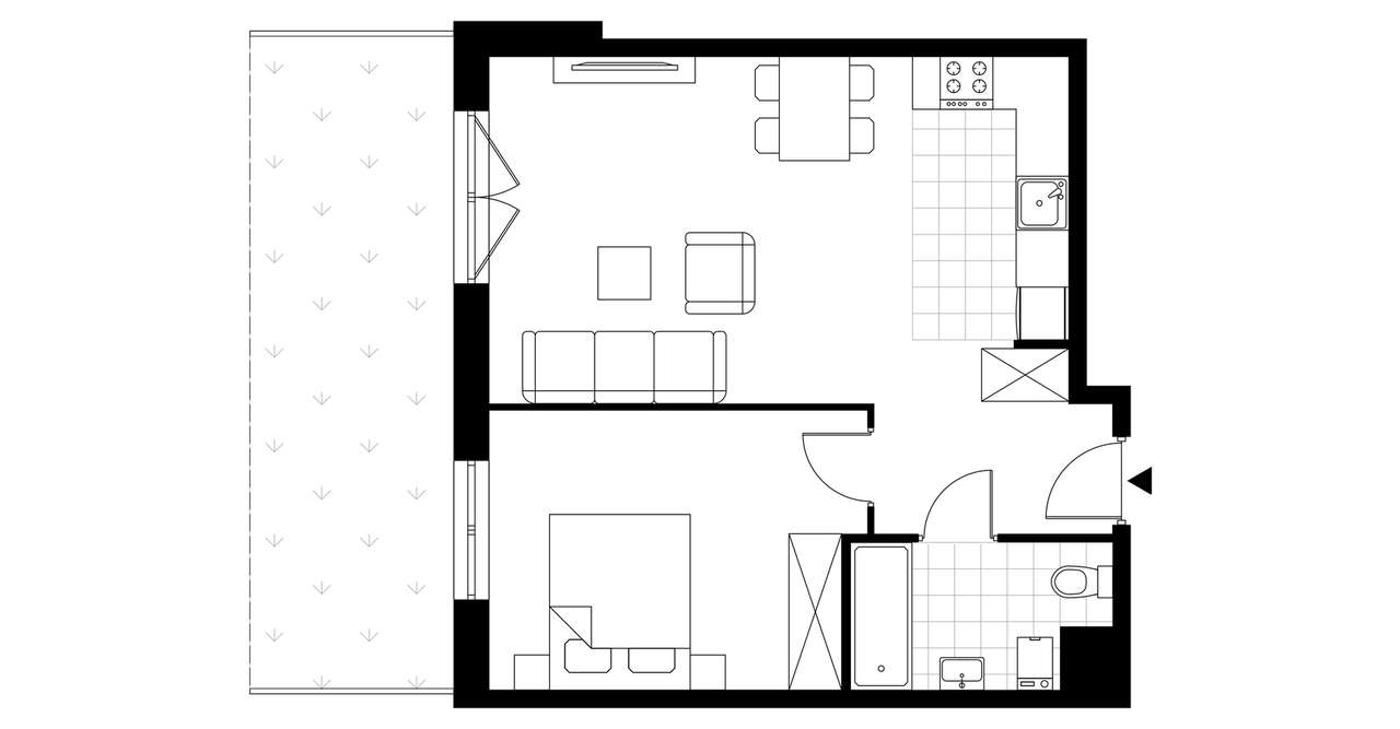 2-pokojowe mieszkanie 48m2 + ogródek - Pełny obrazek: 2/7