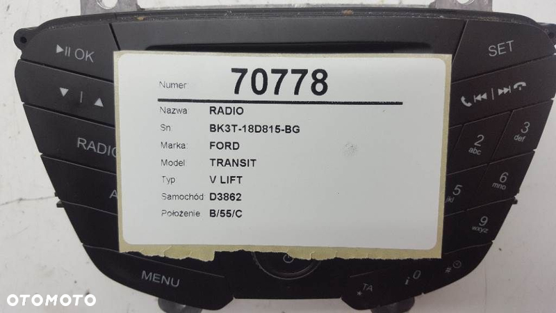 PANEL RADIO FORD TRANSIT VIII 2019 BK3T-18D815-BG - 4