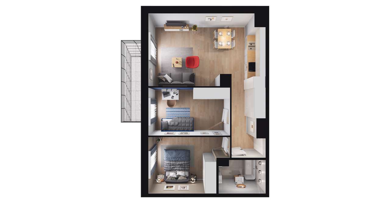 3-pokojowe mieszkanie 56m2 + balkon Bez Prowizji - Pełny obrazek: 2/8