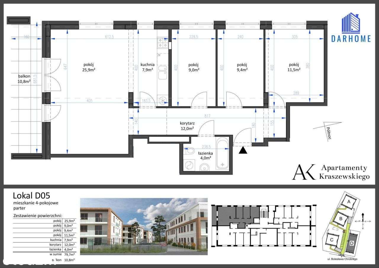4-pokojowe mieszkanie 79m2 + balkon - Pełny obrazek: 2/9