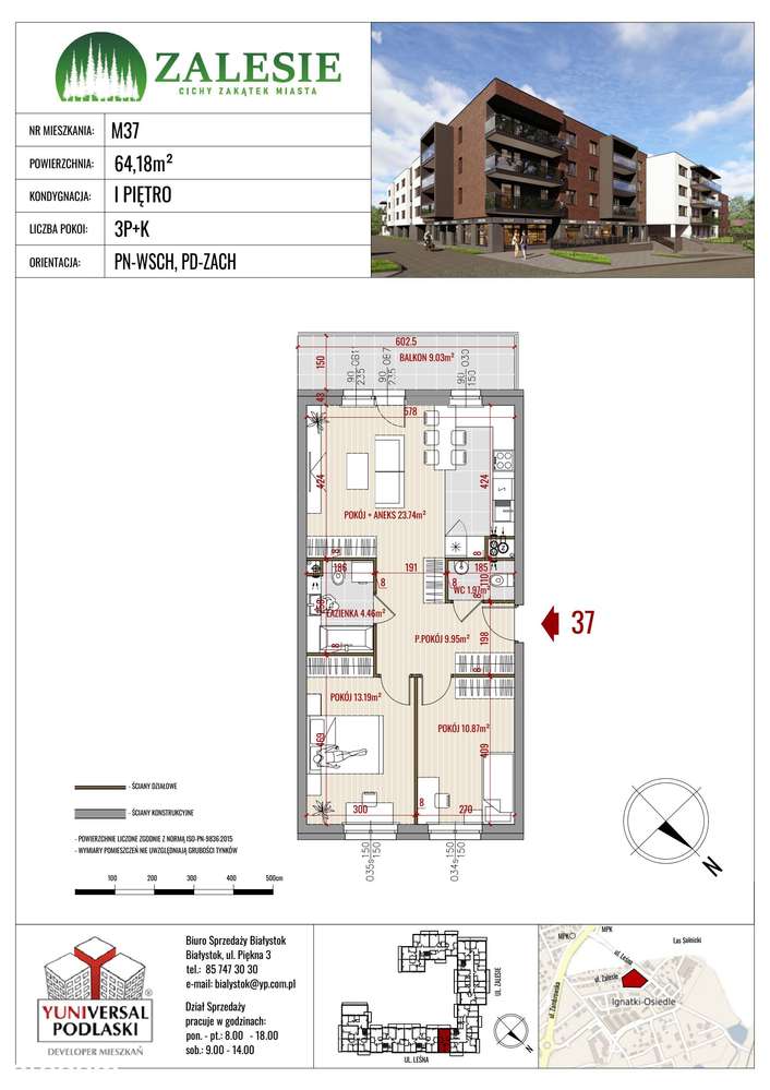 Zalesie | mieszkanie 3-pokojowe | 37 - Pełny obrazek: 2/8