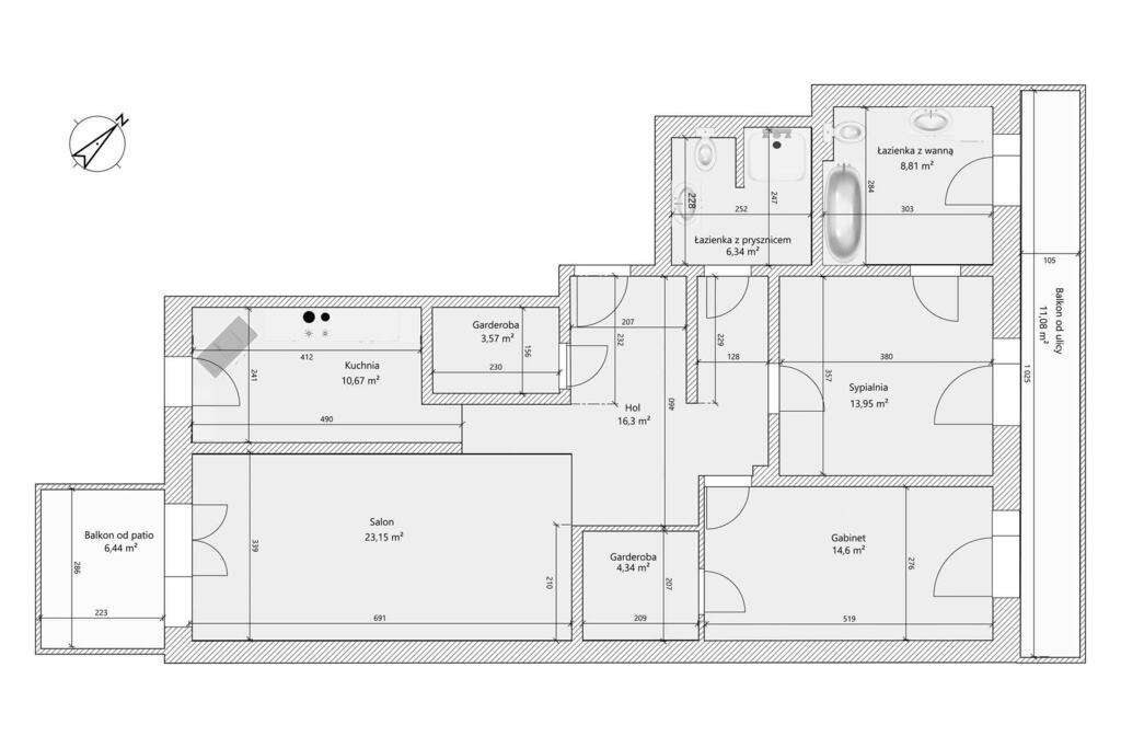 Przestronne 3 pokoje, 2 łazienki, 2 balkony-18