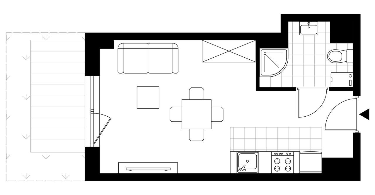 1-pokojowy apartament inwestycyjny 24m2 + ogródek - Pełny obrazek: 3/8