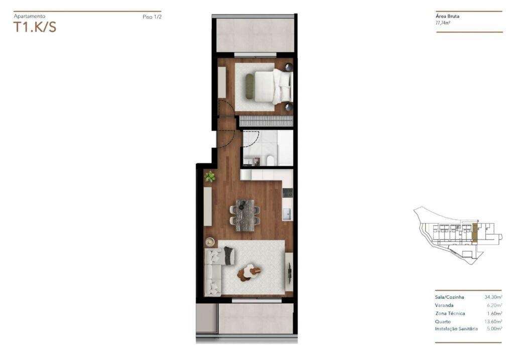 Apartamento T1 em Imaculado Coração De Maria de 77,00 m2 - Grande imagem: 5/10