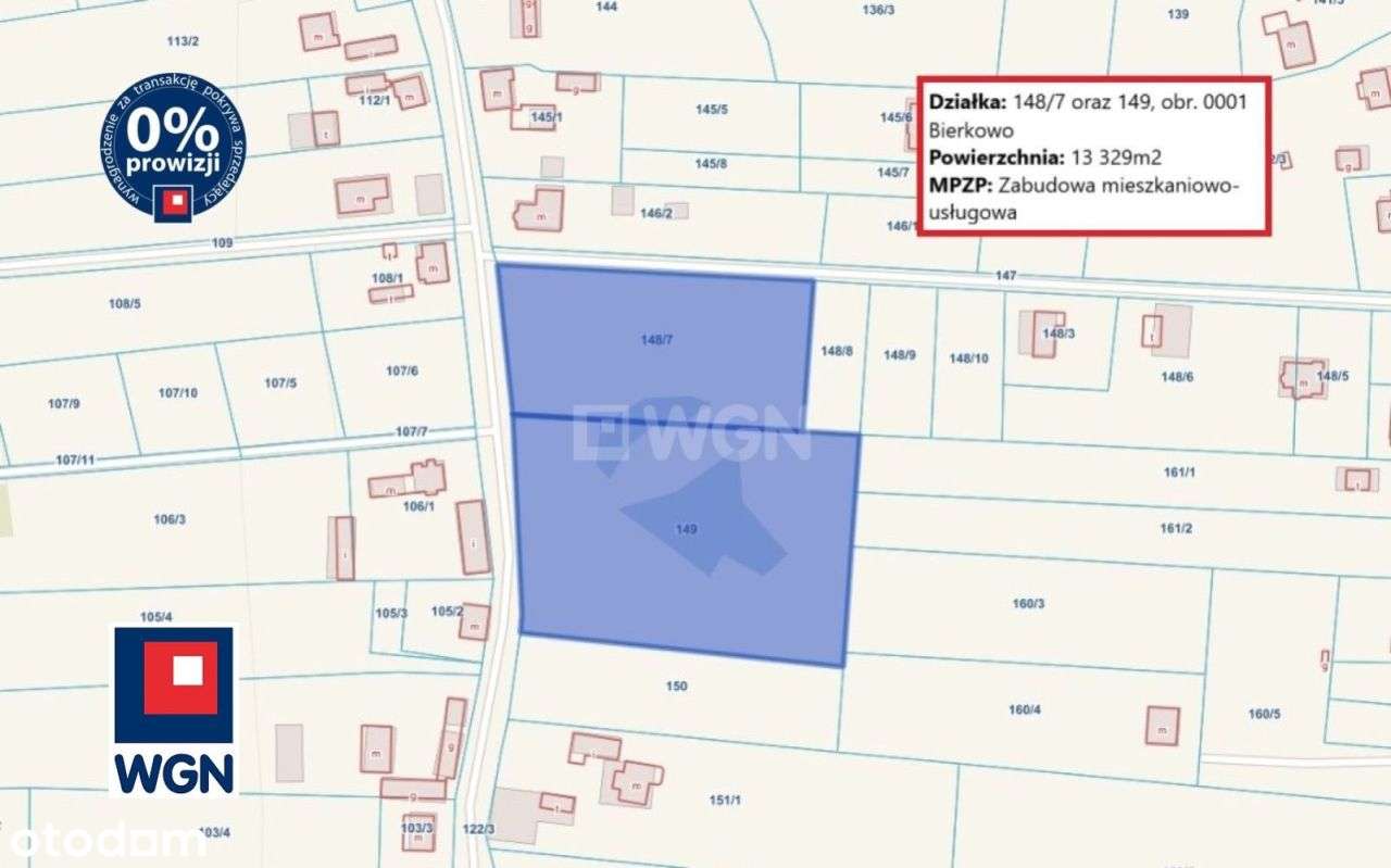 Działka inwest. mieszk.-usług. 13329m2, Bierkowo-1