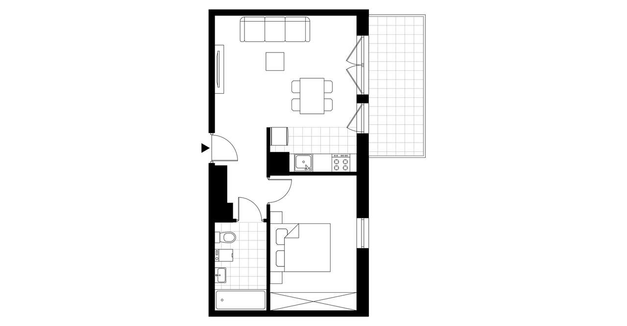 2-pokojowe mieszkanie 43m2 + balkon Bezpośrednio - Pełny obrazek: 3/8