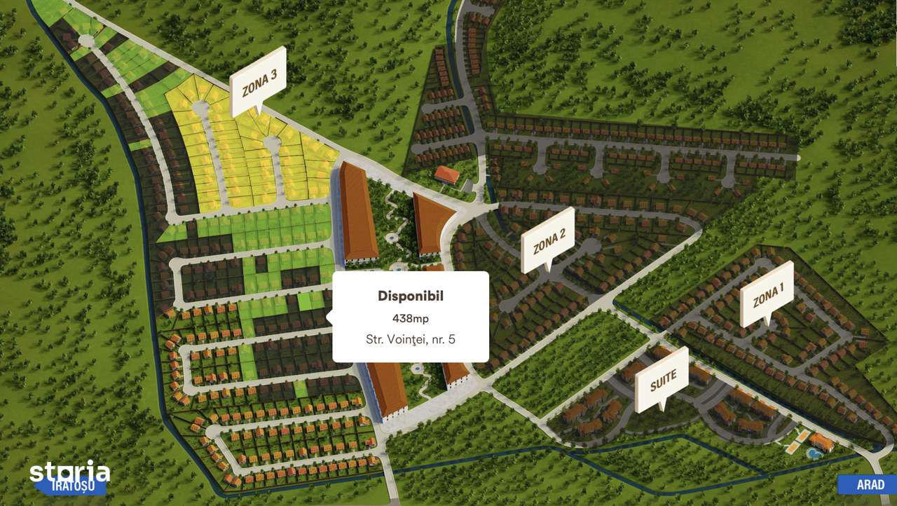 Teren 438 mp Westfield Arad + proiect casă parter inclus – 34.400 € - Imagine principală: 2/5