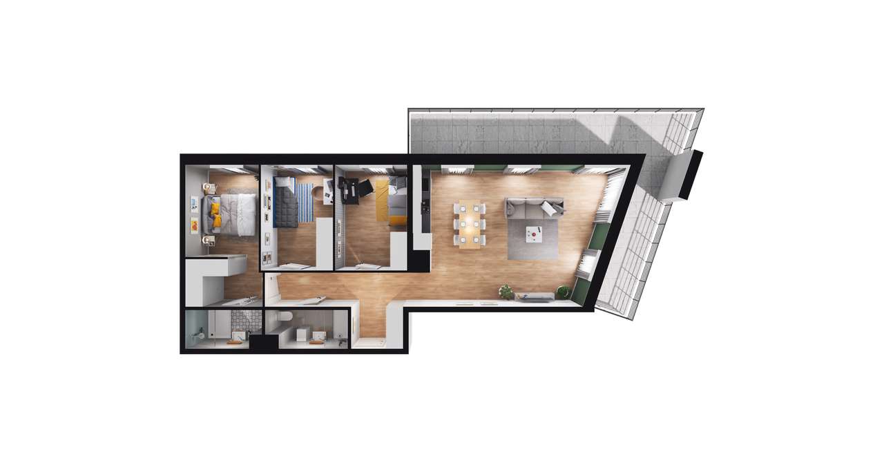 4-pokojowe mieszkanie 86m2 + balkon - Pełny obrazek: 2/8