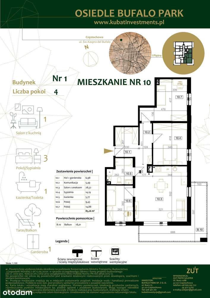 4-pokojowe mieszkanie 85m2 + balkon - Pełny obrazek: 2/7