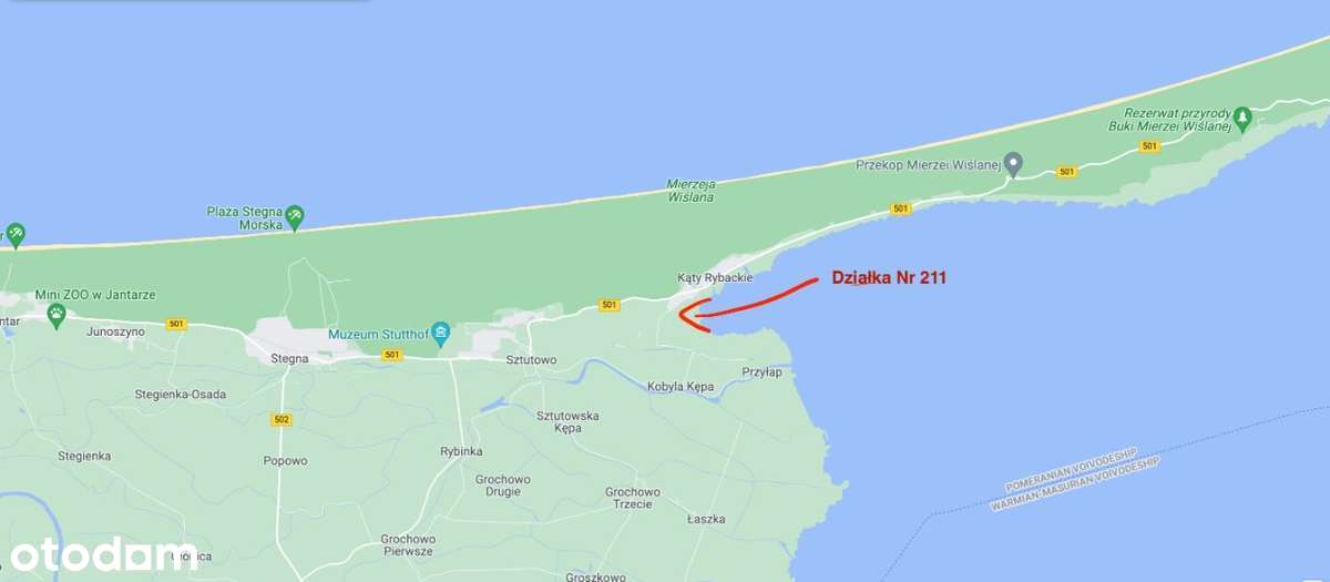 Na sprzedaż działka budowlana, Kąty Rybackie (Mierzeja Wiślana) - Pełny obrazek: 2/3