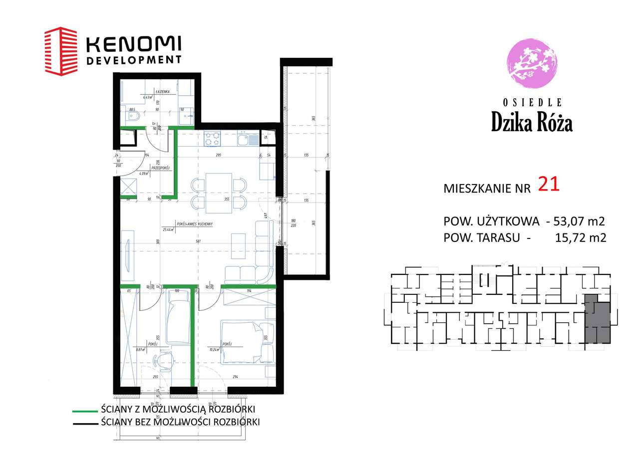 3-pokojowe mieszkanie 53m2 + taras Bez Pośredników - Pełny obrazek: 2/4