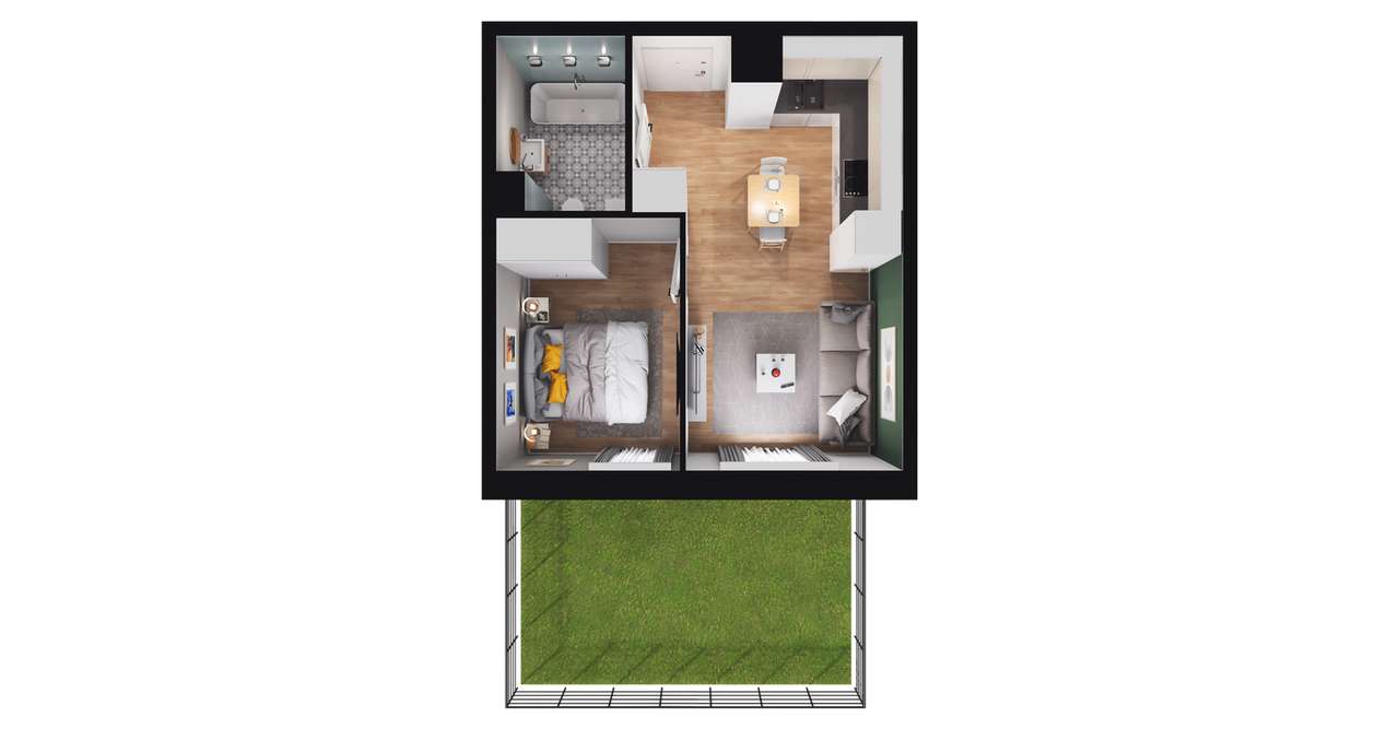 2-pokojowe mieszkanie 31m2 + ogródek Bezpośrednio - Pełny obrazek: 3/9