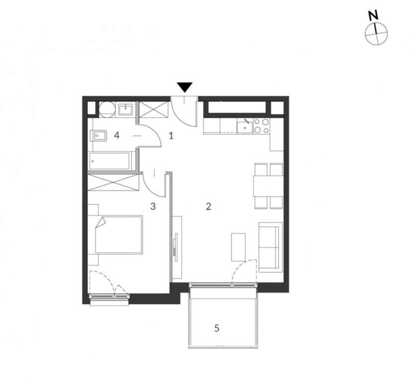 2-pokojowe mieszkanie w inwestycji Lindego2-3