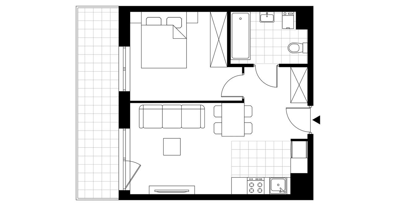 2-pokojowe mieszkanie 39m2 + balkon Bezpośrednio - Pełny obrazek: 3/8
