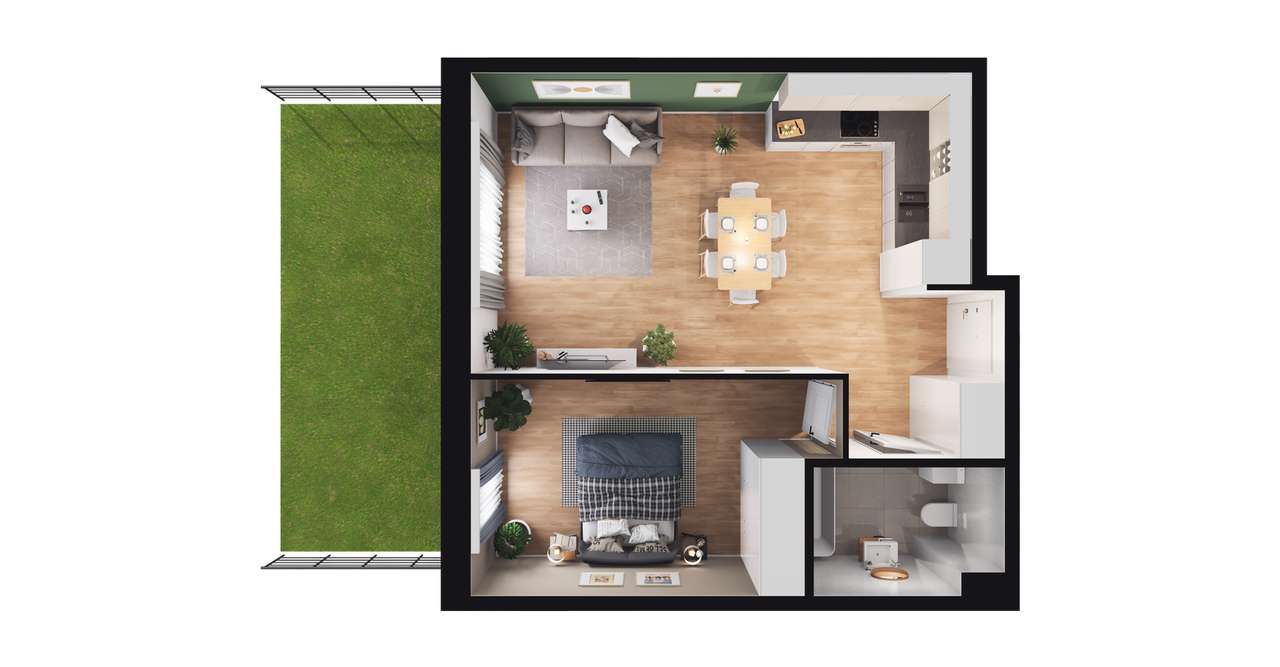 2-pokojowe mieszkanie 46m2 + ogródek Bez Prowizji - Pełny obrazek: 2/6