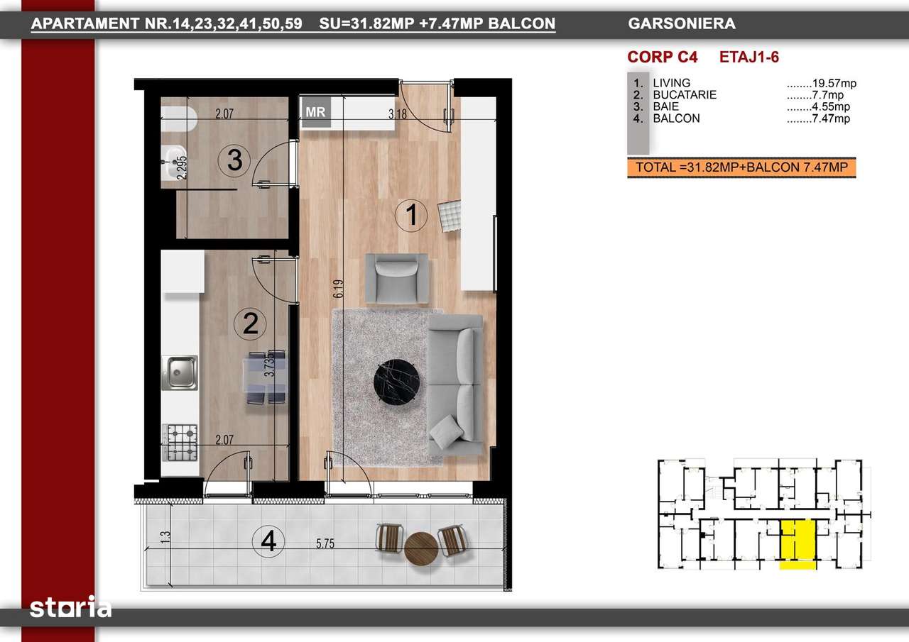 Metrou Berceni 950m - garsoniera mutare rapida 40mp - Imagine principală: 5/5