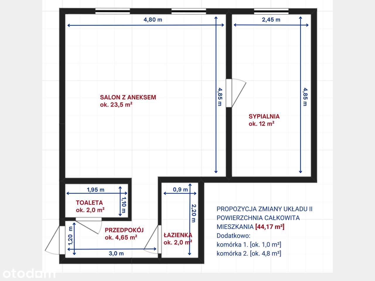 REZERWACJA 44 m²/dwa pokoje/centrum/do wprowadzenia-17