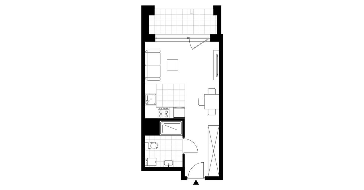 1-pokojowe mieszkanie 25m2 + balkon Bezpośrednio - Pełny obrazek: 3/8