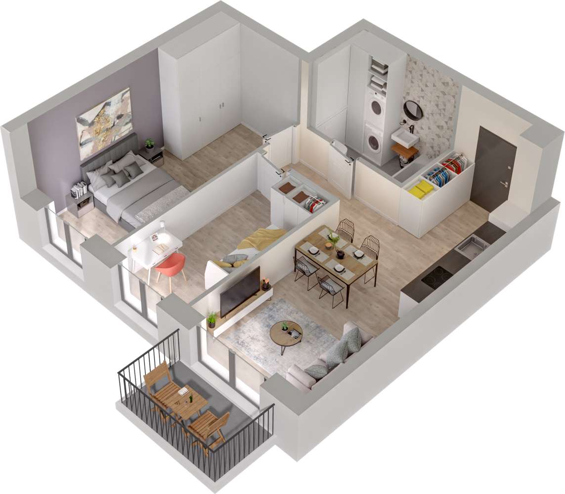 3.M.23 | 50,60 m² | 3 pokoje z balkonem | Krzyki- Gaj (lokal 3.M.23)