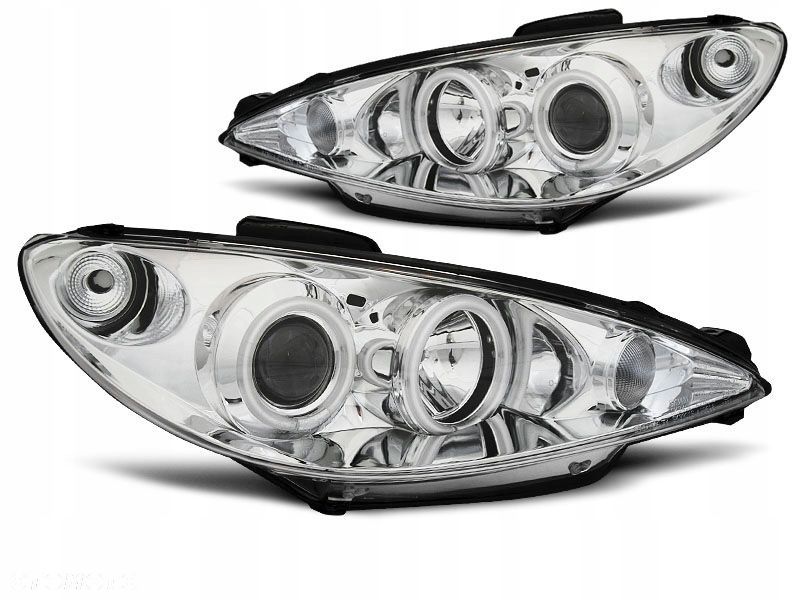 LAMPY REFLEKTORY PEUGEOT 206 02- RINGI CCFL CHROME - 1