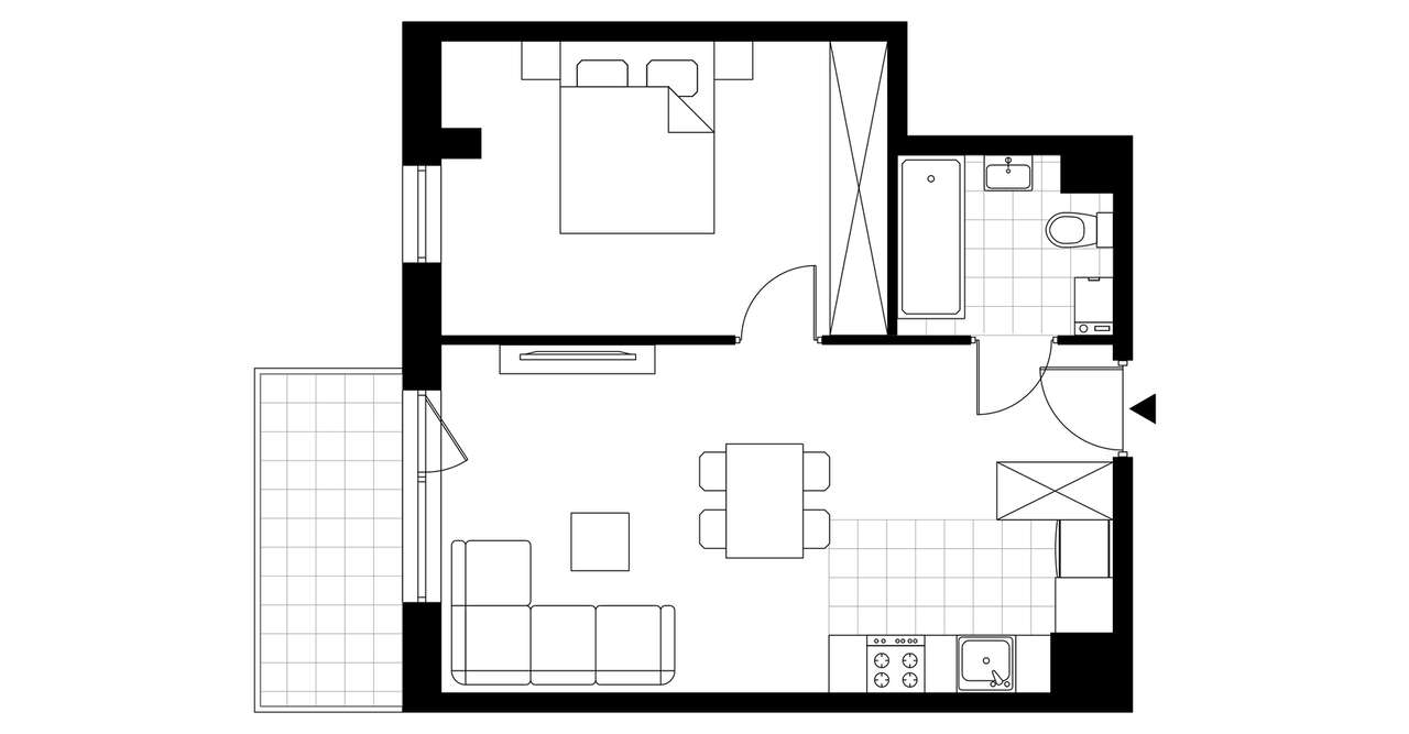 1-pokojowe mieszkanie 43m2 + balkon Bez Prowizji - Pełny obrazek: 3/8