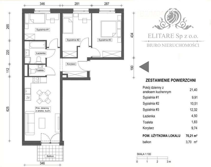 Mieszkanie 4pok, 70,21m2 z balkonem Krzyki, Brochó-6