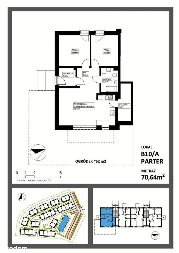 Zacharzyce! OSIEDLE LENTE! Kameralne. TUŻ POD WROCŁAWIEM! Ogród 85 MKW - Pełny obrazek: 3/3