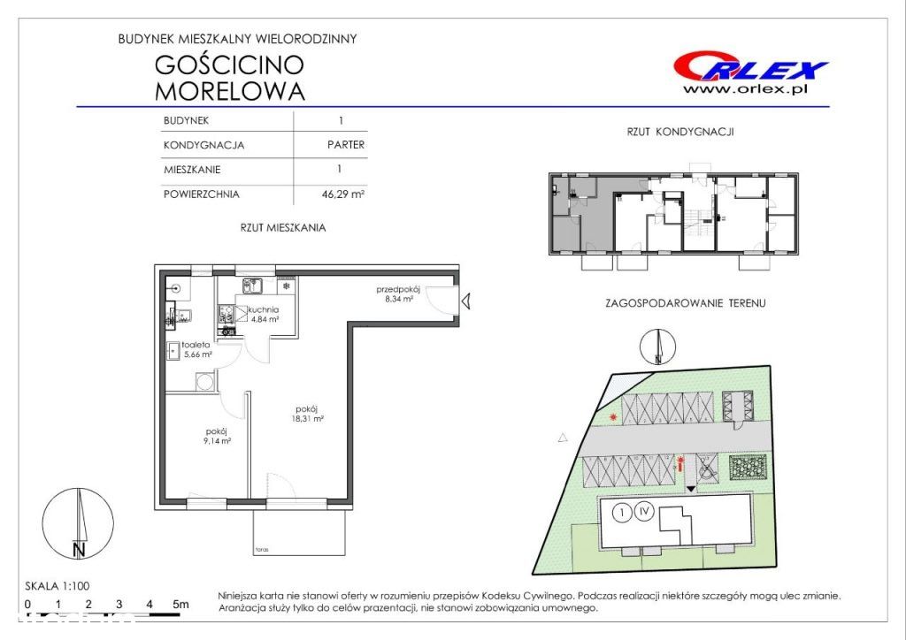 Gościcino ul Morelowa 1/1, 46.29m, 3 pokoje+kuch.