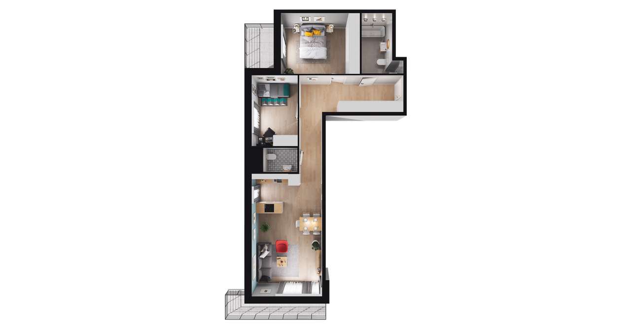 3-pokojowe mieszkanie 72m2 + 2 balkony - Pełny obrazek: 2/8