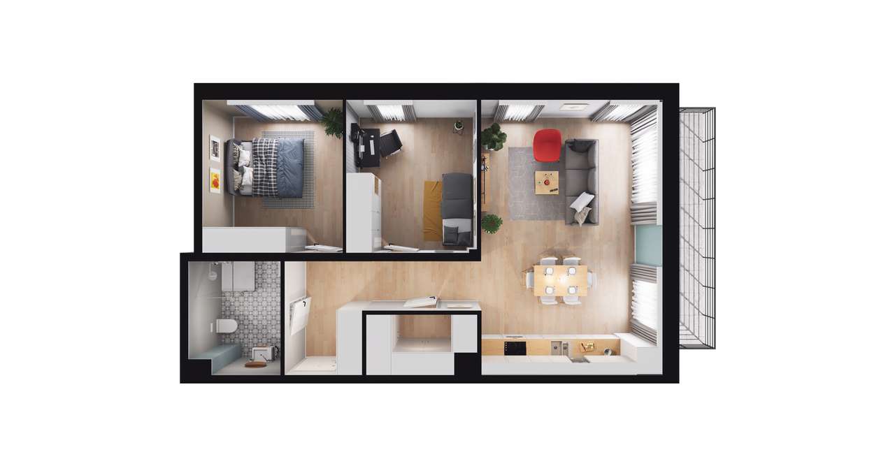 3-pokojowe mieszkanie 70m2 + balkon Bez Prowizji - Pełny obrazek: 2/8