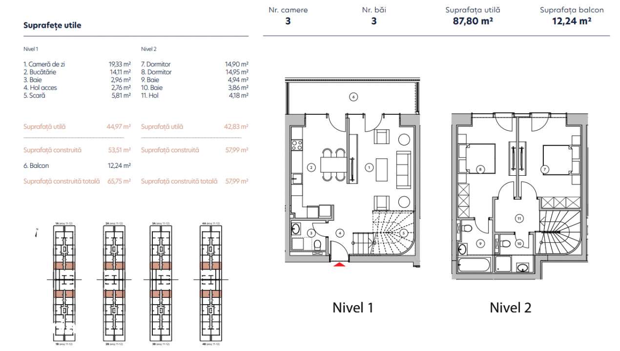 Duplex 3 Camere cu Etaj / 3 Bai / Hils Nord-Pipera / Comision 0%-5
