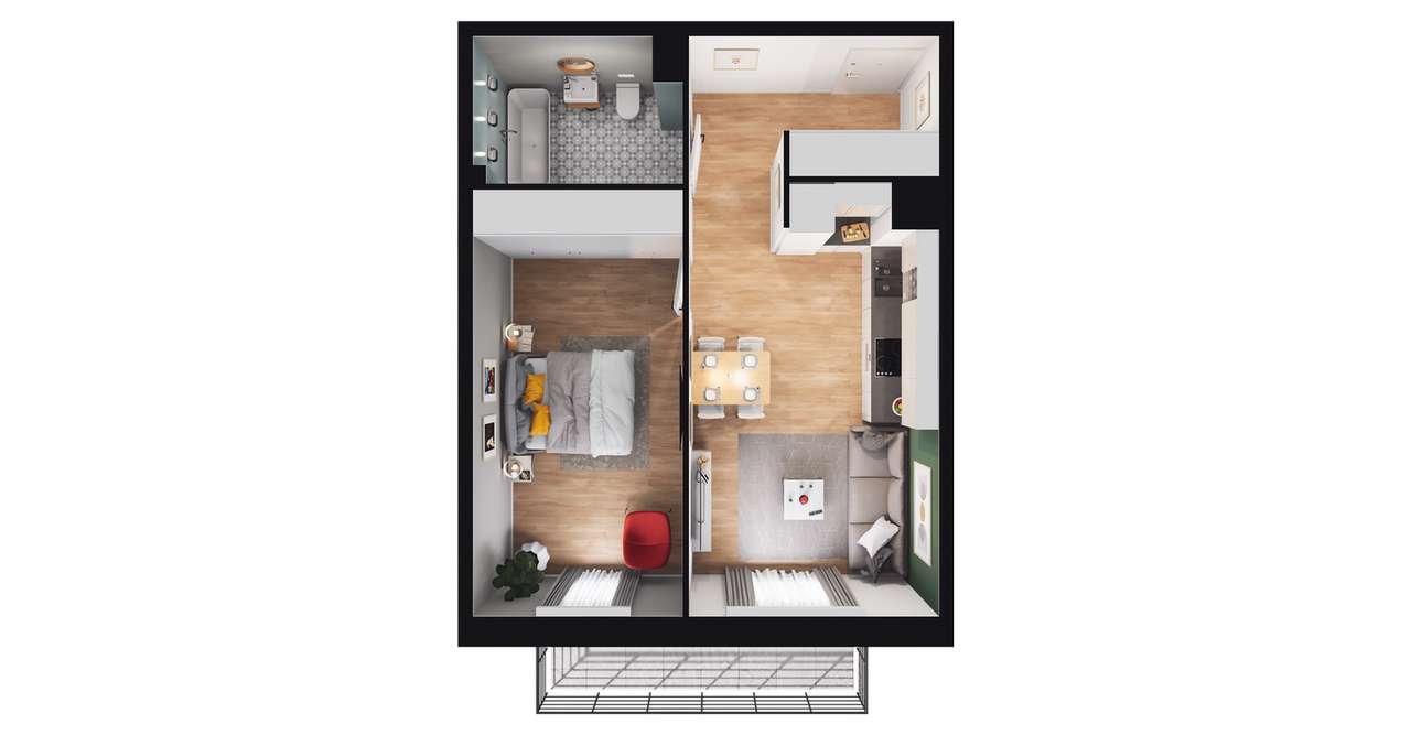 3-pokojowe mieszkanie 44m2 Bezpośrednio - Pełny obrazek: 3/9