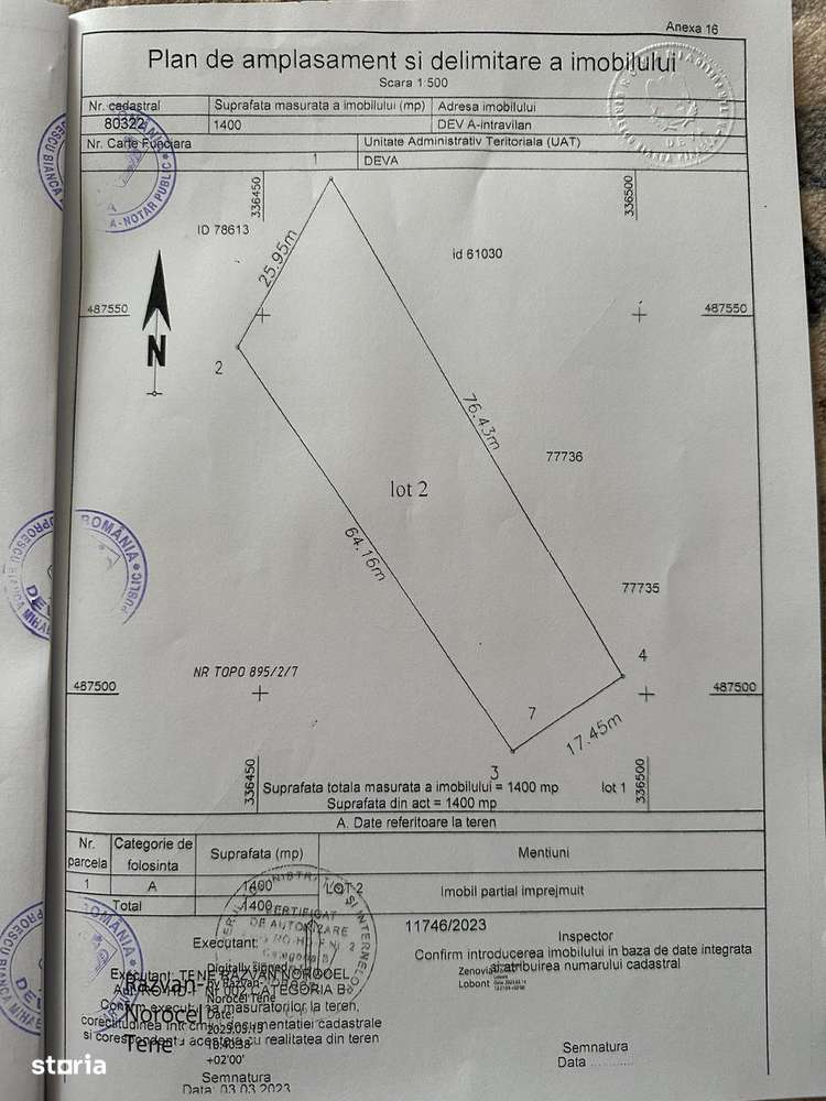 Vand teren intravilan in Deva, pe  Vulcan, 1400 mp, deschidere de 26 m - Imagine principală: 3/5