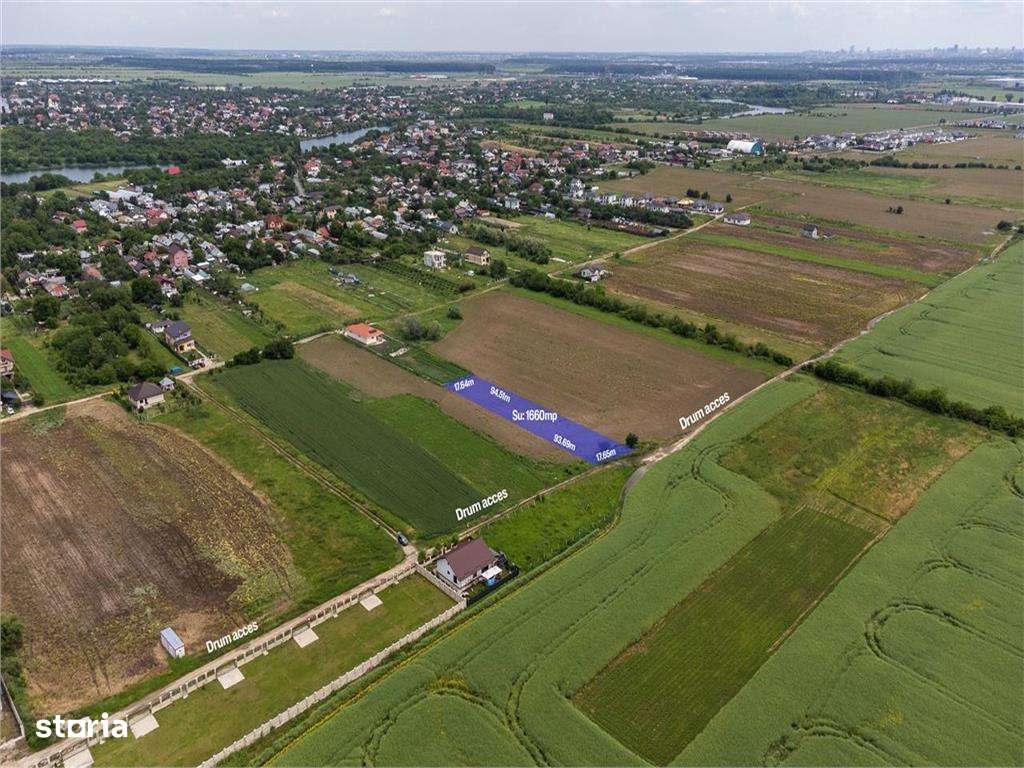 BUFTEA - FLAMANZENI,TEREN INTRAVILAN 1660 MP,DESCHIDERE 17 M,ASFALT 70 - Imagine principală: 4/5