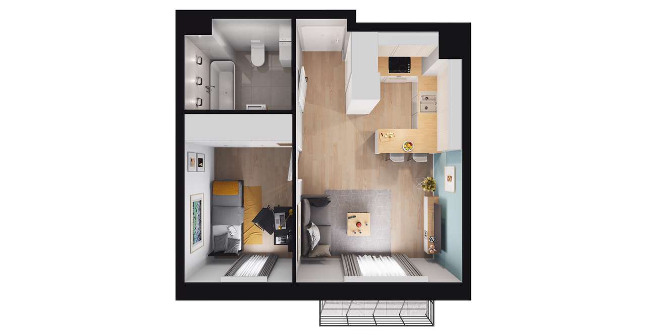 2-pokojowe mieszkanie 33m2 + balkon Bezpośrednio - Pełny obrazek: 2/8