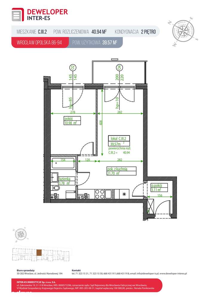2-pokojowe mieszkanie 39m2 Bez Prowizji - Pełny obrazek: 2/5