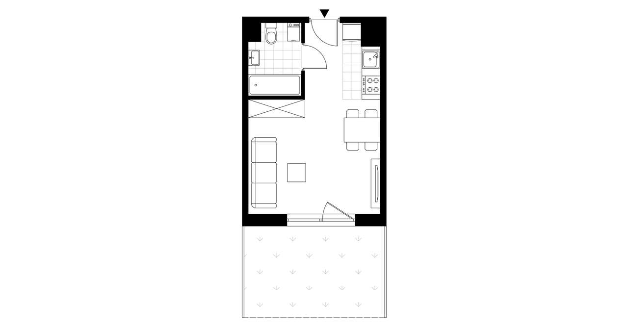 1-pokojowe mieszkanie 26m2 + ogródek Bezpośrednio - Pełny obrazek: 2/7