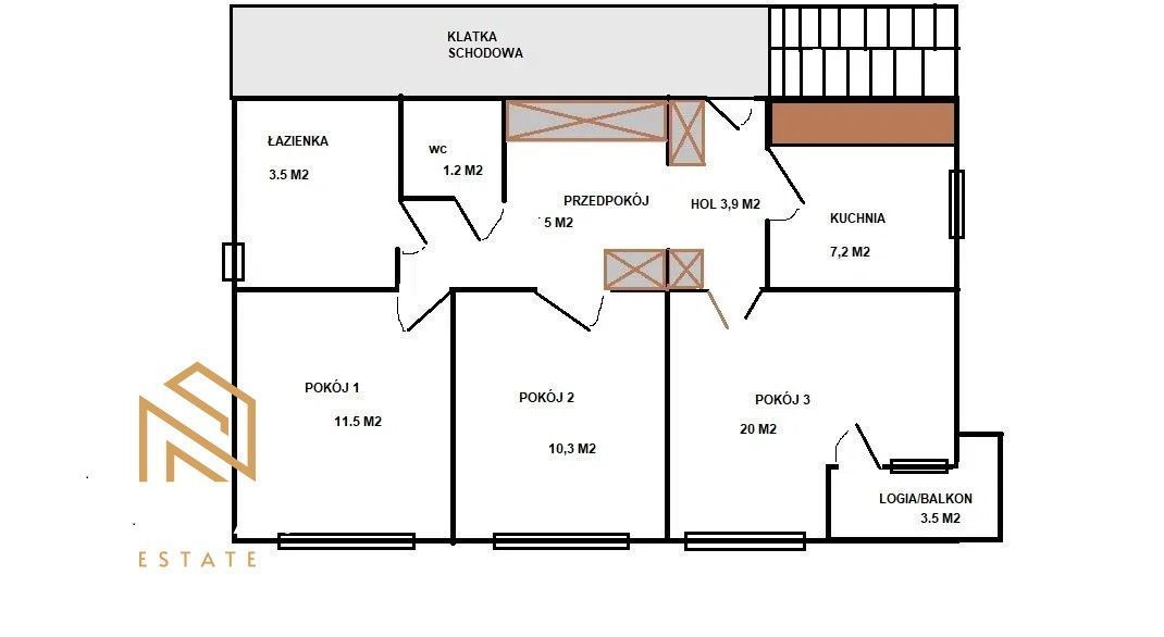 66 m2 /3 pokoje/ garaż