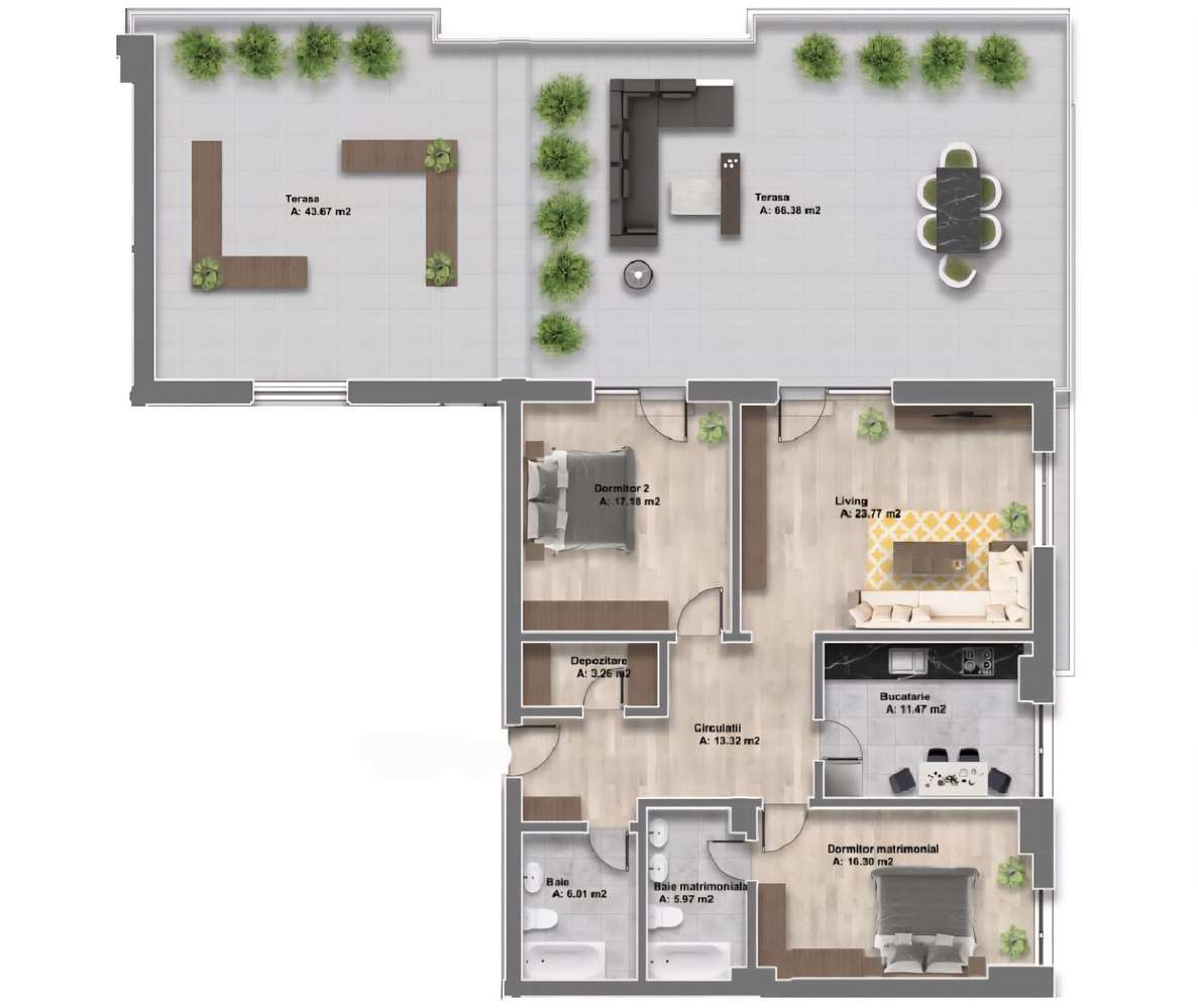 Penthouse 3 camere | Zona Sisesti | Terasa 110 mp | Parcari subterane-12