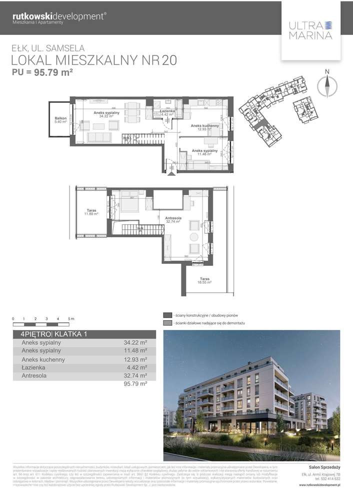 3-pokojowe mieszkanie 95m2 + 2 tarasy Bezpośrednio - Pełny obrazek: 2/7